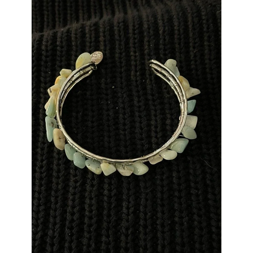 Time and Tru Blue Teal Beaded Half Slip on Bracelet Cuff‎